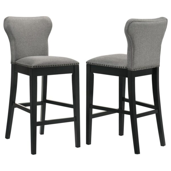 Rolando Upholstered Solid Back Bar Stools with Nailhead Trim (Set of 2) Gray and Black 183029 By Coaster Furniture 16