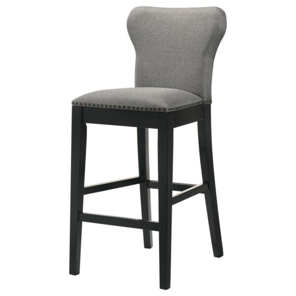 Rolando Upholstered Solid Back Bar Stools with Nailhead Trim (Set of 2) Gray and Black 183029 By Coaster Furniture 12