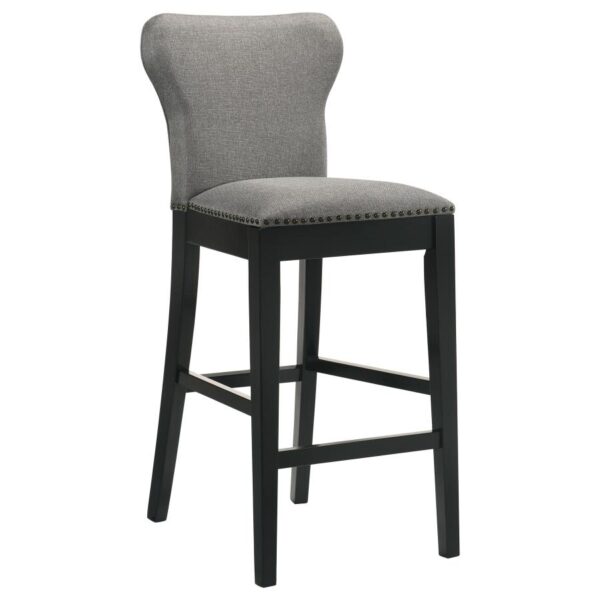 Rolando Upholstered Solid Back Bar Stools with Nailhead Trim (Set of 2) Gray and Black 183029 By Coaster Furniture 15