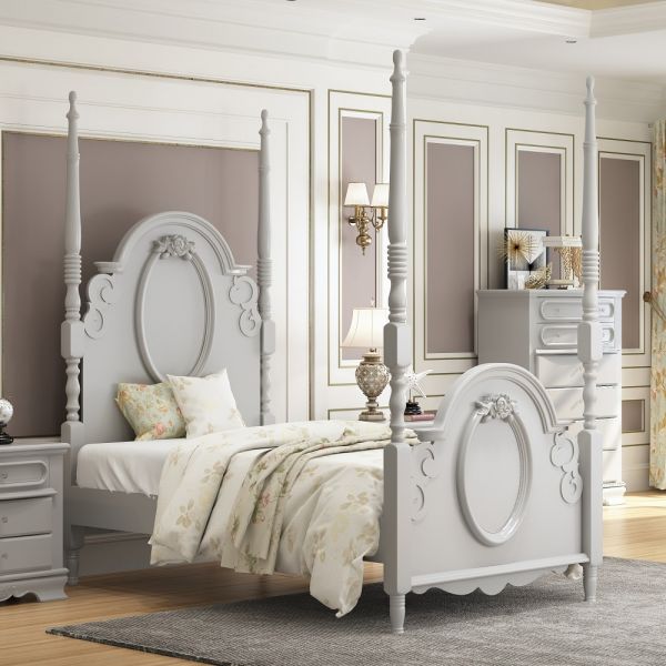 Gray Flora Bed W/Poster By ACME