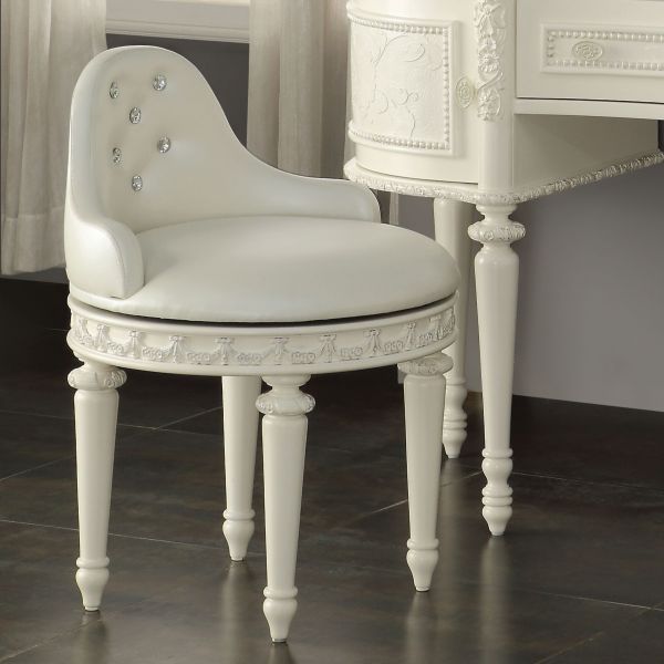 Ivory Dorothy Vanity Chair W/Swivel BD02272 By ACME