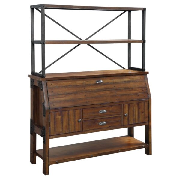 Rustic brown and gunmetal Holverson Collection Backer’s Back By Homelegance 9