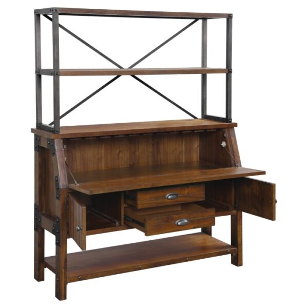 Rustic brown and gunmetal Holverson Collection Backer’s Back By Homelegance 10