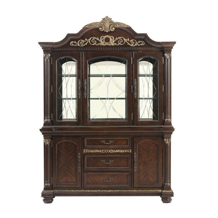 Cherry finish with gold Tipping Russian Hill Collection Hutch By Homelegance
