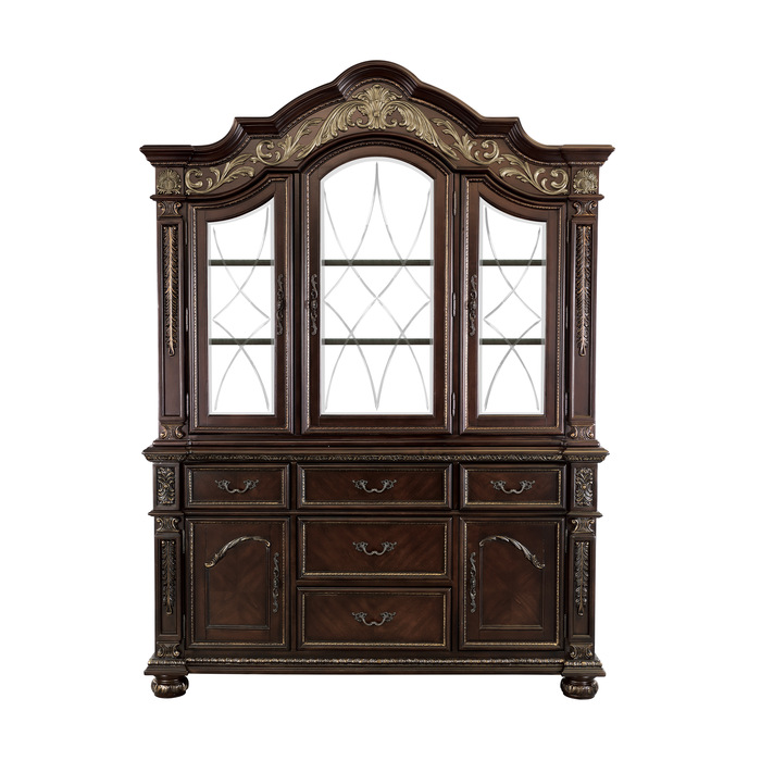 Dark cherry finish with gold Tipping Catalonia Collection Hutch By Homelegance