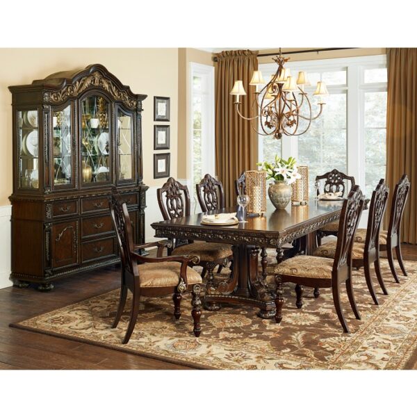 Dark cherry finish with gold Tipping Catalonia Collection Hutch By Homelegance 9