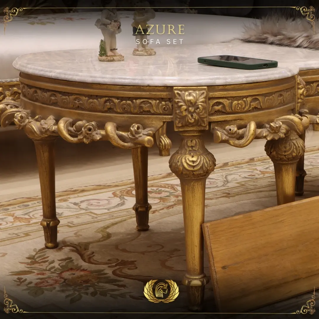 Handmade Azure Coffee Table Set | Mobilia Cleopatra 3 Azure Sofa Set (1)