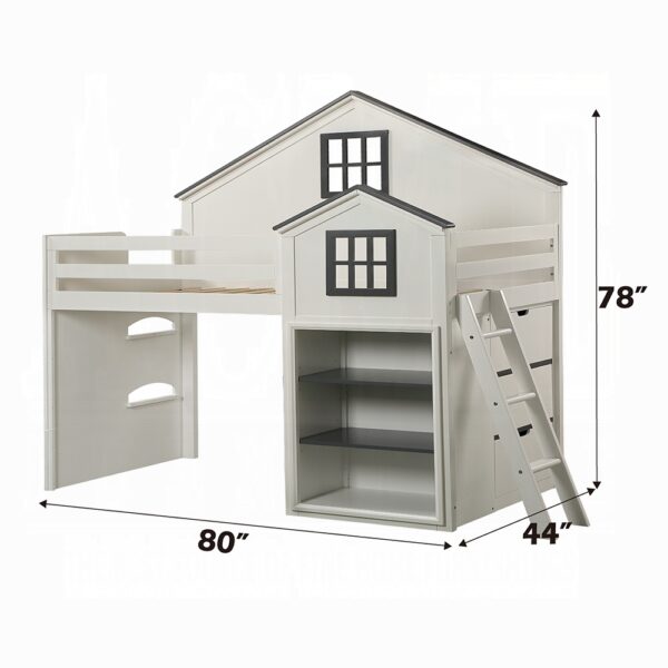 Ratana Gray & White Loft Bed BD02052 By ACME 7