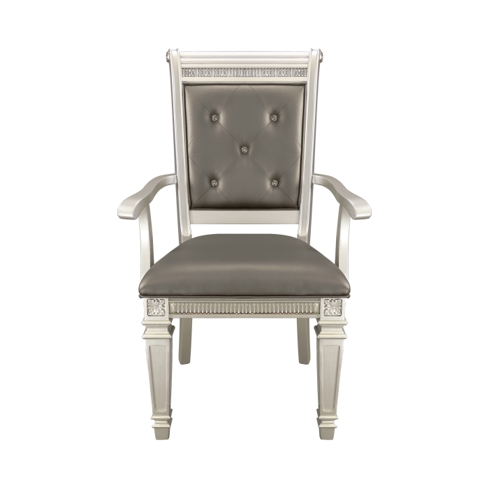 Silver Bevelle Collection Arm Chair By Homelegance