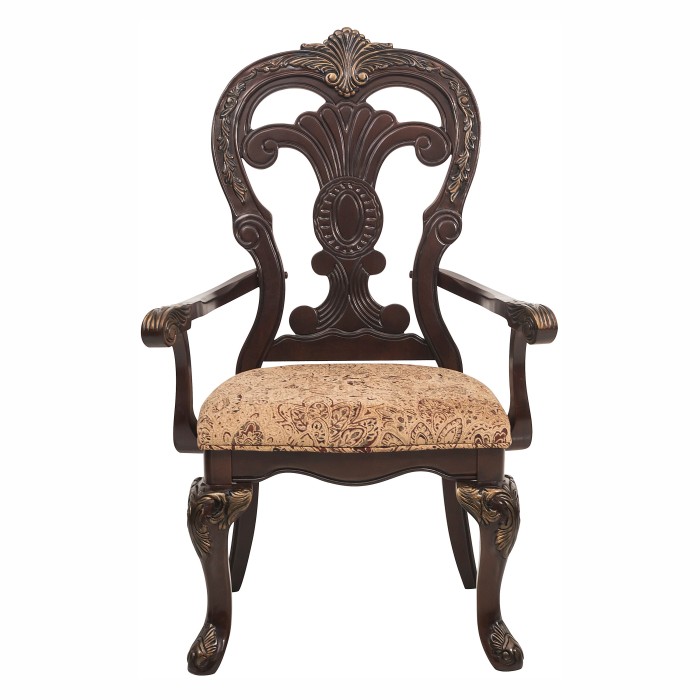 Cherry With Gold Tipping Deryn Park Collection Arm Chair By Homelegance