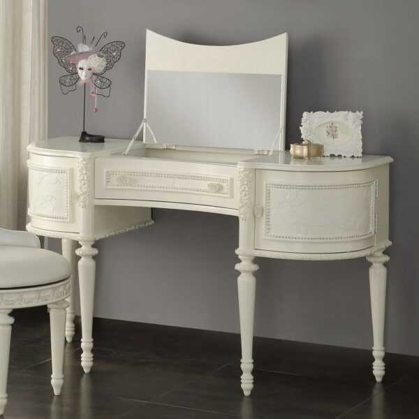 Ivory Dorothy Vanity Desk & Mirror BD02271 By ACME 6