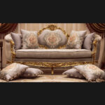 4Pcs Handmade Carol Gray Gold Sofa set 13
