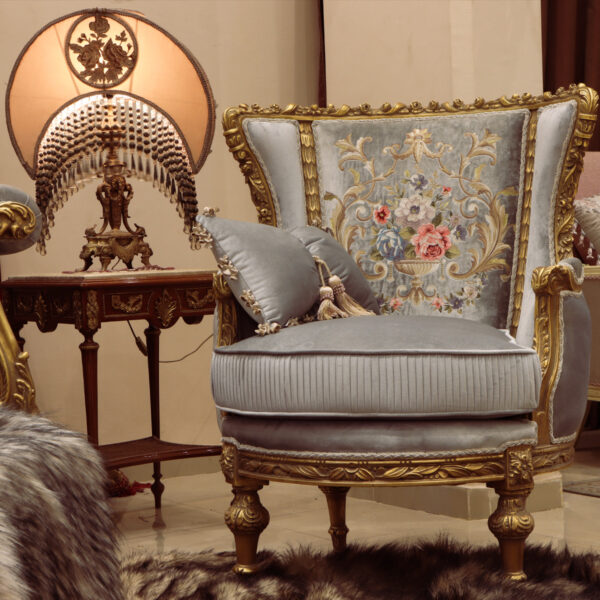 Handmade Azure Gray Gold chair 1 5