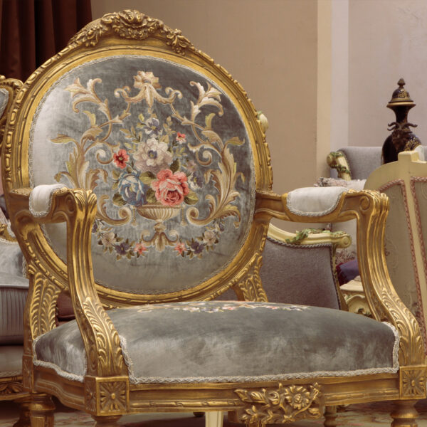 Handmade Azure Gray Gold Chair 2 7