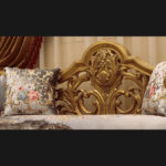 Handmade Azure Gray Gold Sofa 14