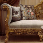 Handmade Azure Gray Gold Sofa 13