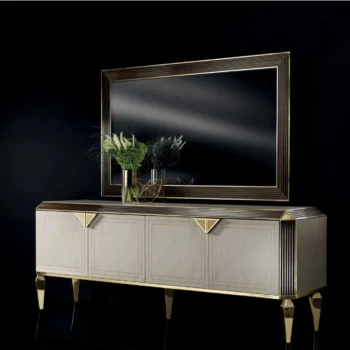 High Gloss Lacquer Mat Diamante Buffet and Mirror by Arredoclassic