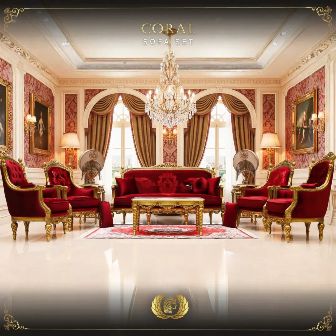 Handmade Coral End Table | Mobilia Cleopatra 3 coral sofa set