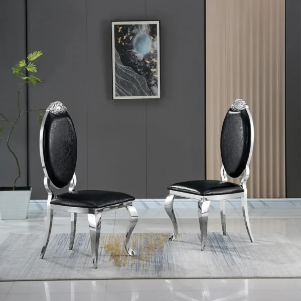DC3000 Two Stainless Steel and Leather Dining Chairs by Artisan Furniture - Image 2