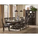 Driftwood charcoal Cardano Collection Trestle Dining table By Homelegance 12