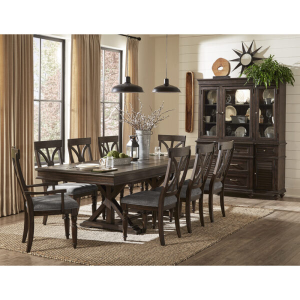 Driftwood charcoal Cardano Collection Trestle Dining table By Homelegance 8