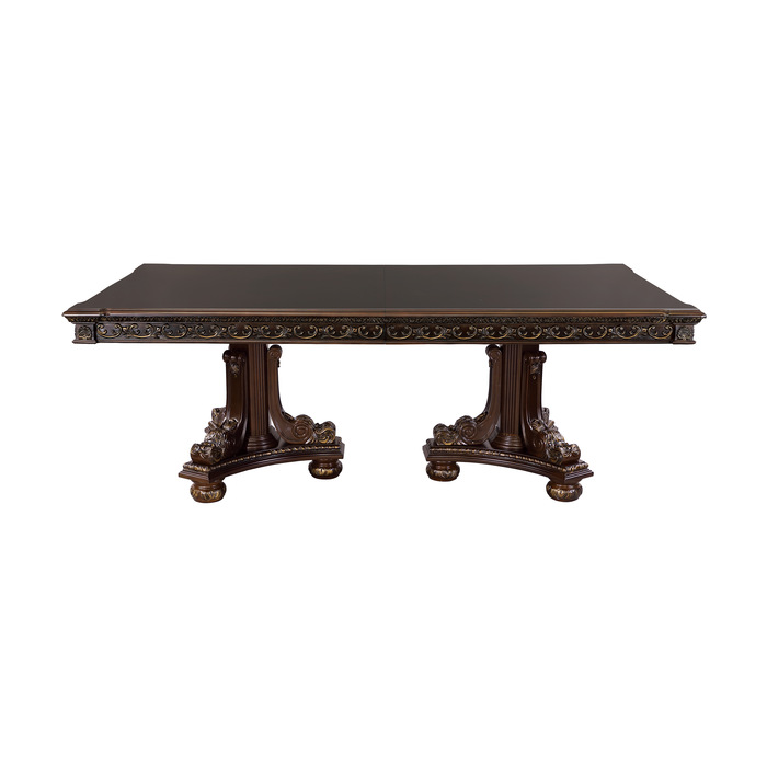 Dark cherry finish with gold tipping Catalonia Collection Dining table By Homelegance