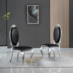 DC3000 Stainless Steel and Leather Dining Chairs by Artisan Furniture Dining Chair & Bench Mobilia Cleopatra 46 DC3000 Stainless Steel and Leather Dining Chairs by Artisan Furniture 46
