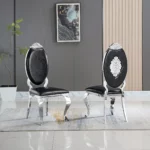 DC3000 Stainless Steel and Leather Dining Chairs by Artisan Furniture Dining Chair & Bench Mobilia Cleopatra 47 DC3000 Stainless Steel and Leather Dining Chairs by Artisan Furniture 47