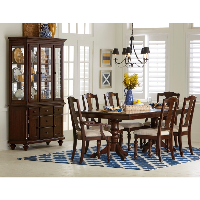 Dark brown Glendive Collection Double pedestal Dining Table By Homelegance 4