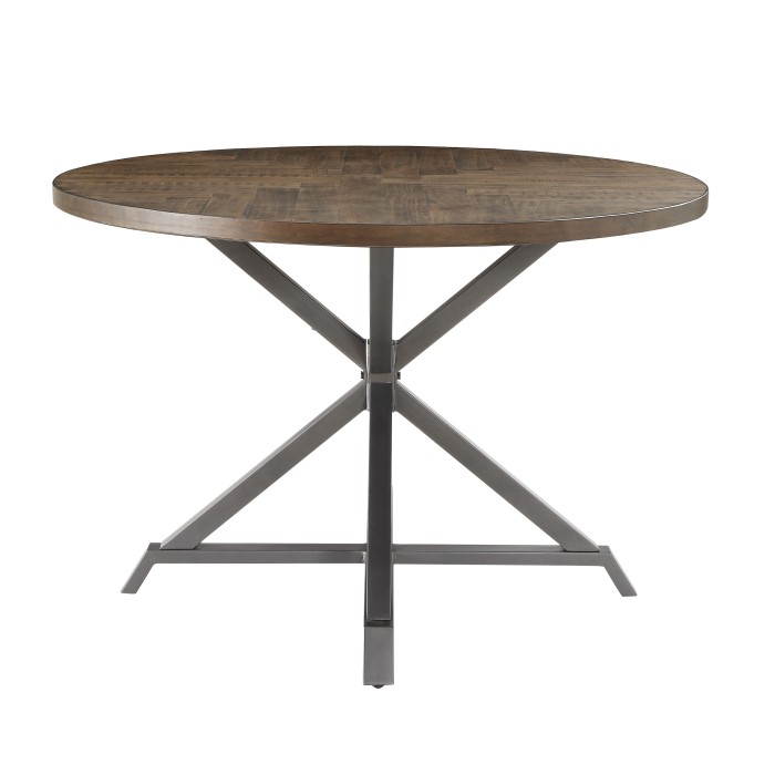 Burnished brown finish and gray metal finish Fideo Collection Dining Table By Homelegance