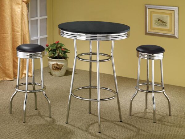 Theodore Upholstered Top Bar Stools Black and Chrome (Set of 2) 2408 By Coaster Furniture 9