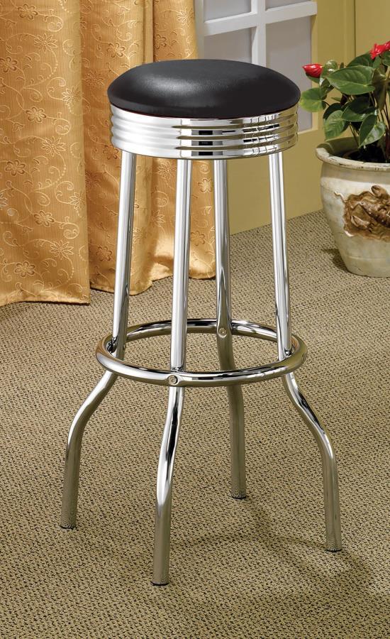 Theodore Upholstered Top Bar Stools Black and Chrome (Set of 2) 2408 By Coaster Furniture