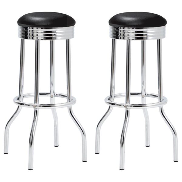 Theodore Upholstered Top Bar Stools Black and Chrome (Set of 2) 2408 By Coaster Furniture 10