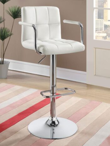 Palomar Adjustable Height Bar Stool White and Chrome 121097 By Coaster Furniture