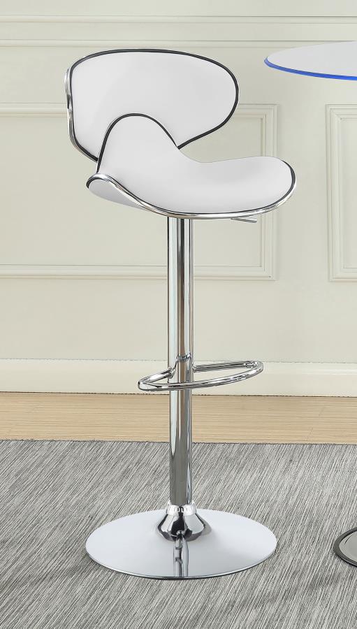Edenton Upholstered Adjustable Height Bar Stools White and Chrome 120389 By Coaster Furniture