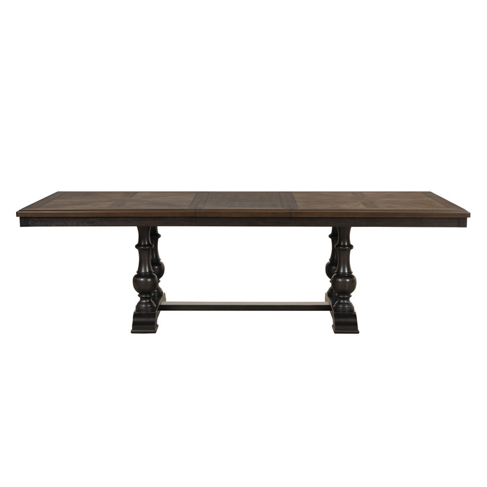 brown and charcoal brown Stonington Collection Dining Table By Homelegance