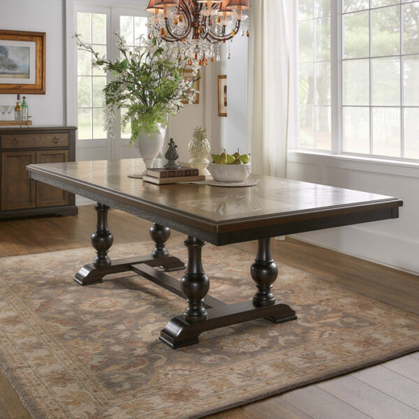 brown and charcoal brown Stonington Collection Dining Table By Homelegance 9