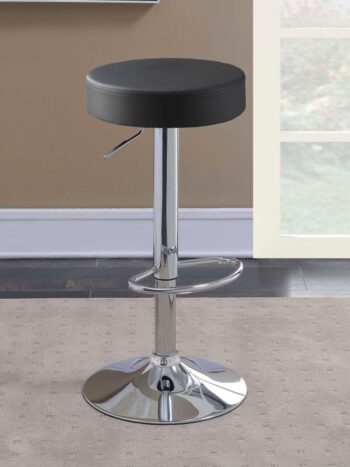 Ramses 29″ Adjustable Bar Stool Chrome and Black 102558 By Coaster Furniture