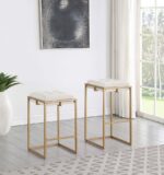 Nadia Square Padded Seat Bar Stool (Set of 2) Beige and Gold 183646 By Coaster Furniture 21