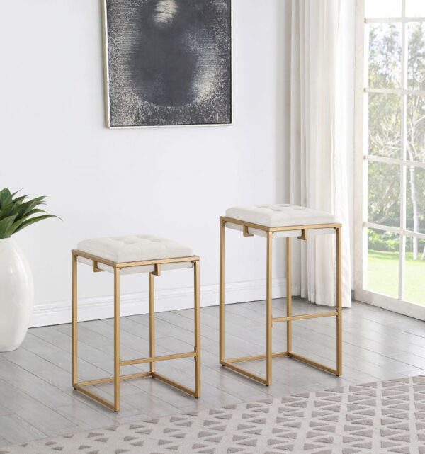 Nadia Square Padded Seat Bar Stool (Set of 2) Beige and Gold 183646 By Coaster Furniture 14
