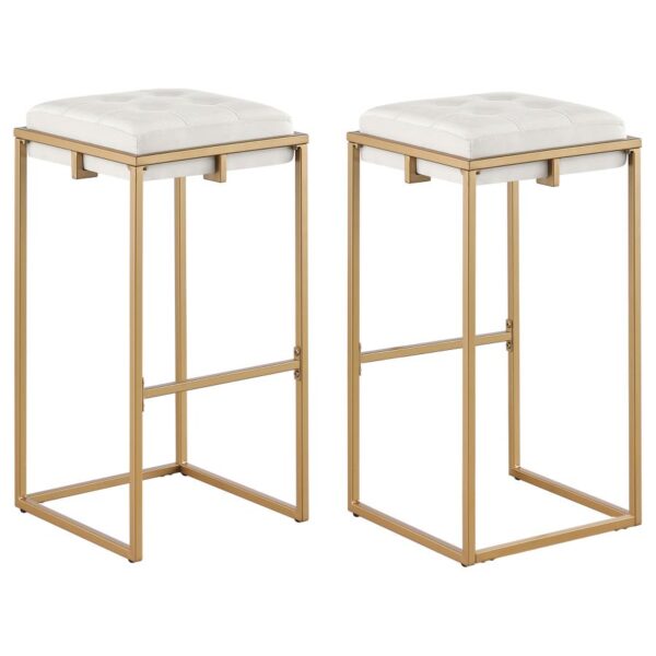 Nadia Square Padded Seat Bar Stool (Set of 2) Beige and Gold 183646 By Coaster Furniture 13