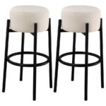 Leonard Upholstered Backless Round Stools White and Black (Set of 2) 182176 By Coaster Furniture 15