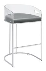 Thermosolis Acrylic Back Bar Stools Gray and Chrome (Set of 2) 183406 By Coaster Furniture 14