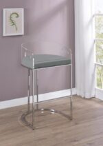 Thermosolis Acrylic Back Bar Stools Gray and Chrome (Set of 2) 183406 By Coaster Furniture 13