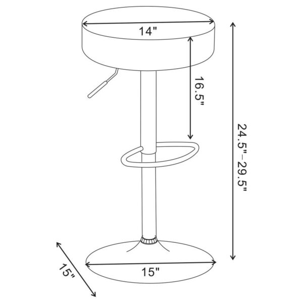 Ramses Adjustable Backless Bar Stool Chrome and White 102550 By Coaster Furniture 12