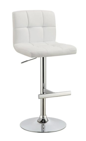 Lenny Adjustable Bar Stools Chrome and White (Set of 2)120356 By Coaster Furniture