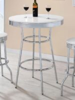 Theodore Round Bar Table Chrome and Glossy White 2300 By Coaster Furniture 13