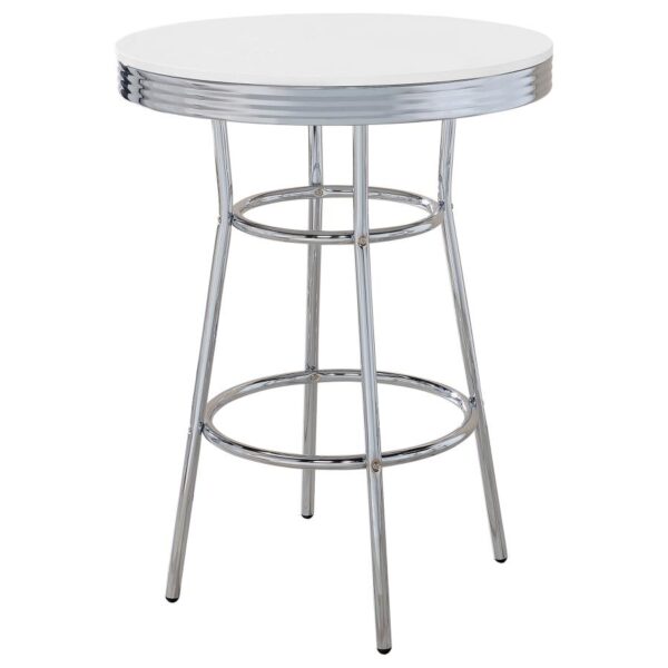 Theodore Round Bar Table Chrome and Glossy White 2300 By Coaster Furniture 7