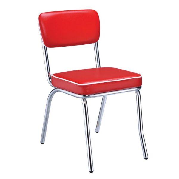 Retro Open Back Side Chairs Red and Chrome (Set of 2) by Coaster Furniture 4