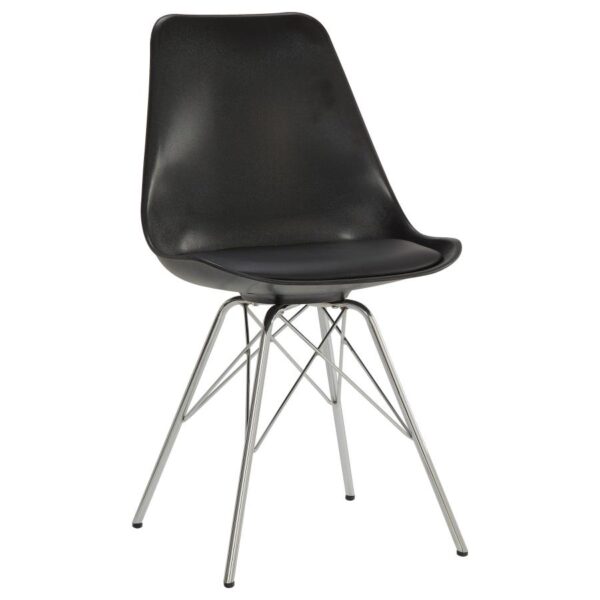 Armless Dining Chairs Black and Chrome (Set of 2) by Coaster Furniture 4